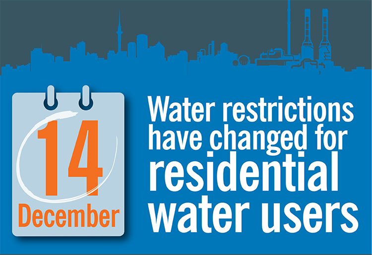 residential water restrictions will change on 14 December